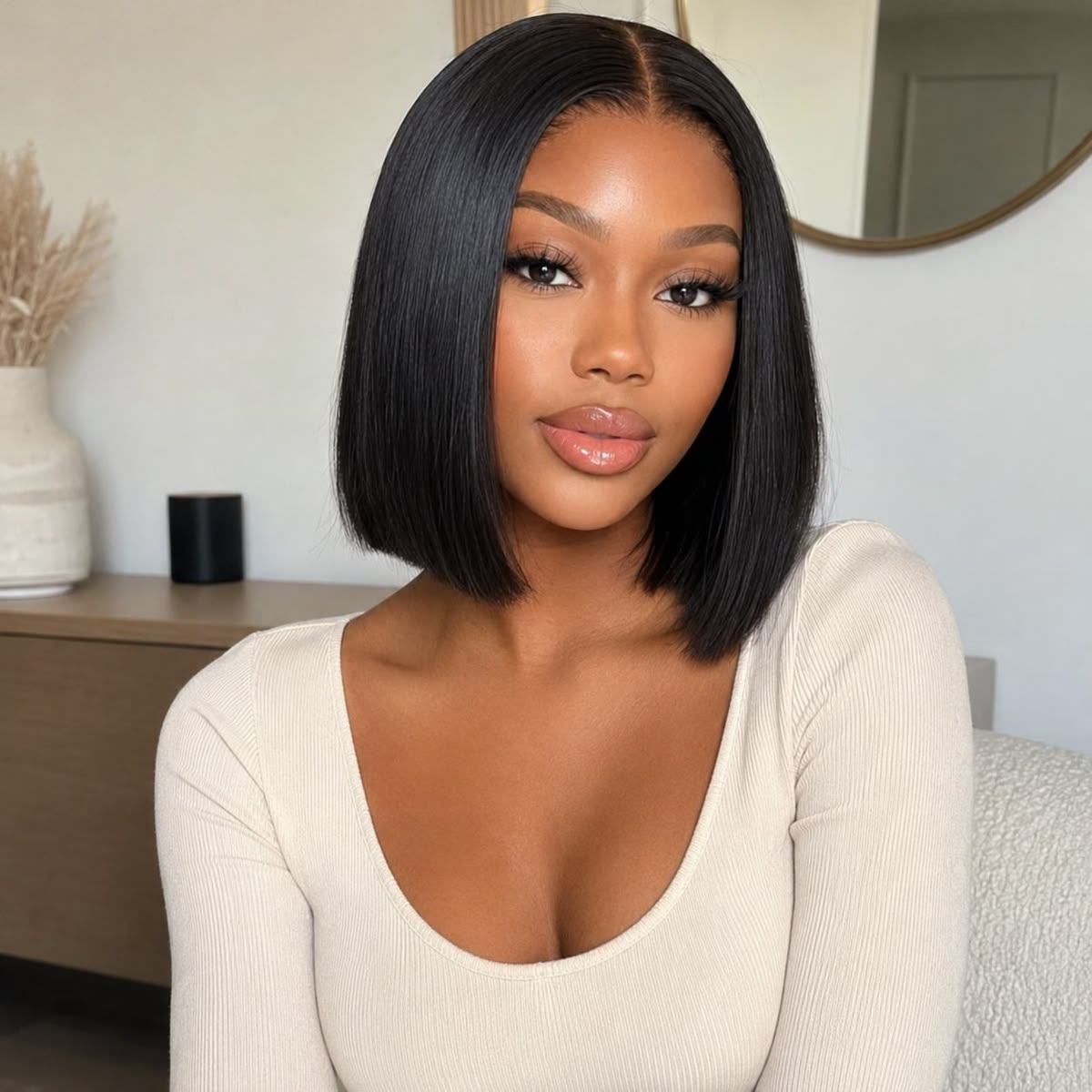 Bresilienne 10"Brazilian Hair Glueless Frontal Lace Short Straight Bob Wig