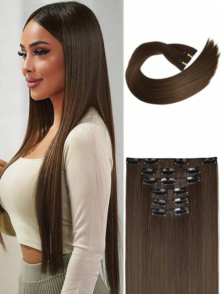 Straight Long Full Head Clip-on Hair Extensions